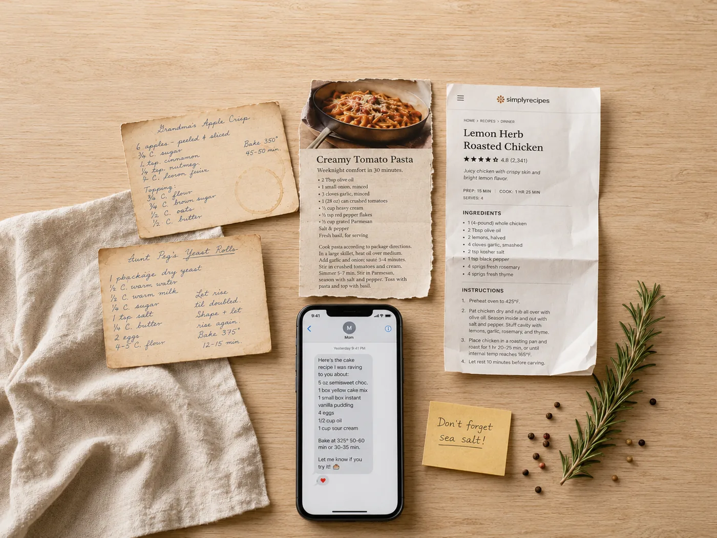 Scattered recipes being gathered into one book