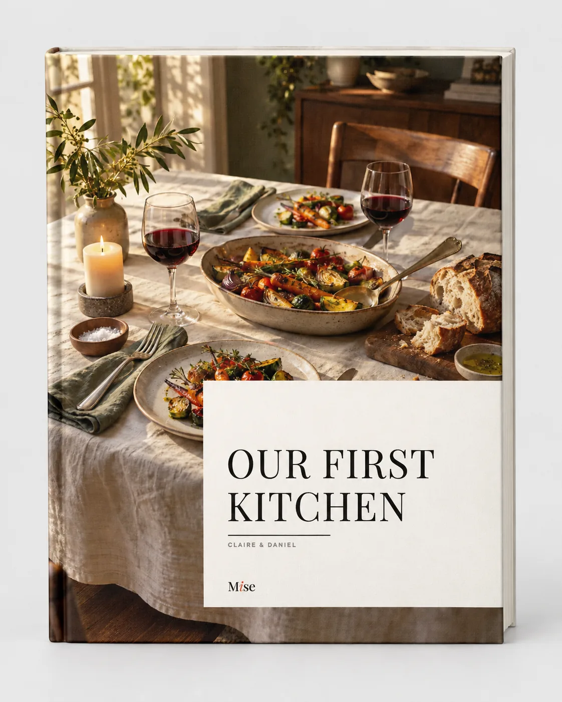 Our First Kitchen, a cookbook in the Maison template, closed cover